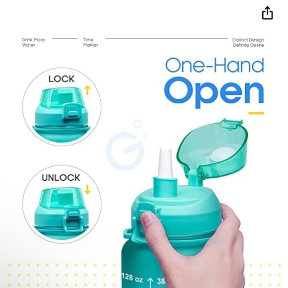 Giotto Large 1 Gallon/64 oz Motivational Water Bottle with Paracord Handle - Picture 6 of 7